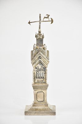 Lot 1128 - A silver plated besamim box, height 23cm.