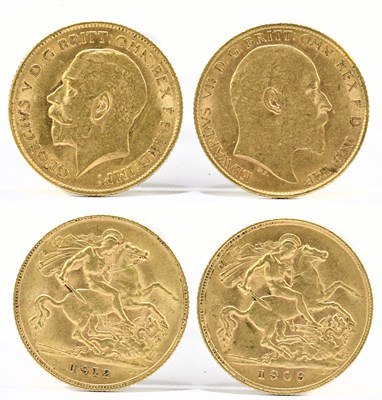 Lot 1872 - An Edward VII half sovereign, 1909, and a...
