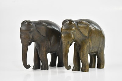 Lot 1219 - Two bronze models of elephants, height of...