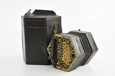 Lot 1287 - C. JEFFRIES; a thirty-two key Anglo concertina,...