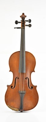 Lot 1292 - A full size French violin, with one-piece back...