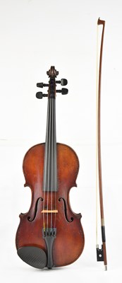 Lot 1299 - A full size violin, with two-piece back length...