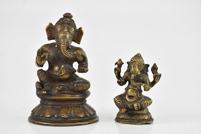 Lot 1728 - Two Indian bronze models of Ganesha, tallest...