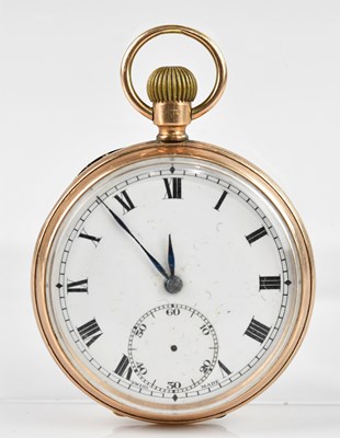 Lot 401 - A 9ct yellow gold crown wind open faced pocket...