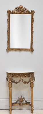 Lot 146 - A French style carved gilt wood console table...