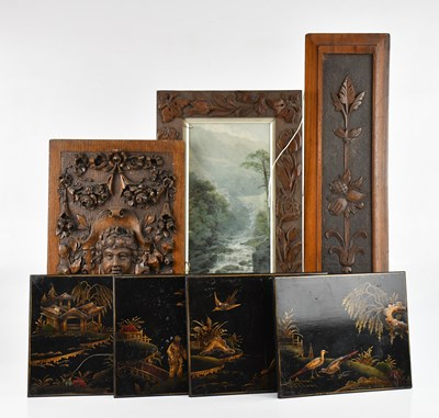 Lot 278 - An early 20th century carved oak panel, with...
