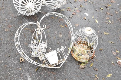 Lot 357 - A decorative white painted metal hanging heart...