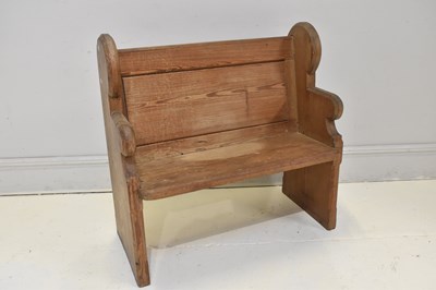 Lot 76 - An old pine pew of small proportions, width 90cm.
