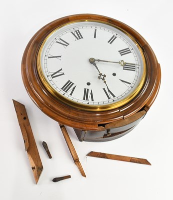 Lot 371 - A late Victorian station type wall clock, the...