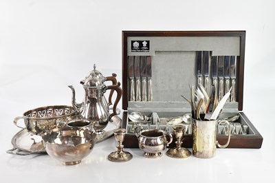 Lot 1445 - A collection of assorted silver plate...