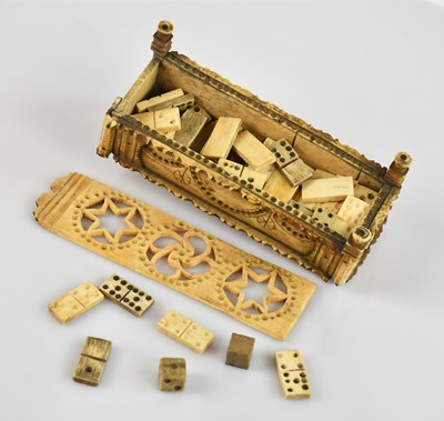 Lot 2273 - A prisoner of war carved bone casket, with...