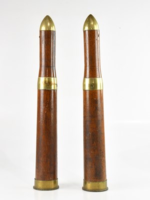 Lot 460 - Two WWII period brass and teak training...