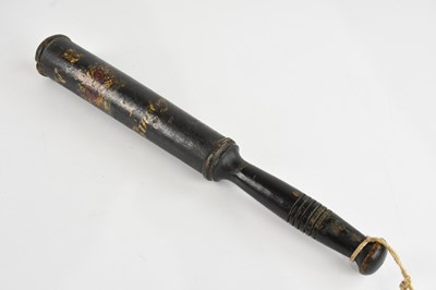 Lot 1266 - A Victorian ebonised truncheon with painted...