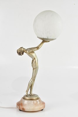 Lot 138 - An Art Deco silvered spelter figural table...