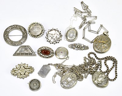 Lot 1459 - GEORG JENSEN; a sterling silver oval brooch,...