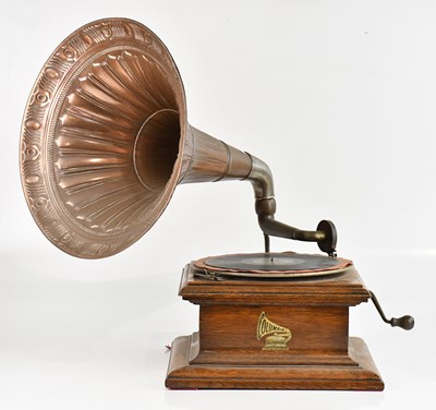 Lot 1344 - COLUMBIA; an early 20th century oak wind-up...