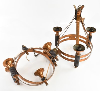 Lot 1386 - An Art Deco copper and bakelite hanging four...