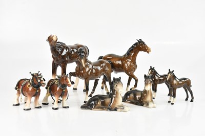 Lot 1800 - BESWICK; four models of horses and five...