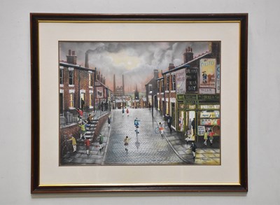 Lot 68 - BERNARD MCMULLEN (1952-2015); pastel, street...