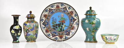 Lot 1699 - An early 20th century Japanese cloisonné wall...