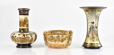 Lot 1700 - Three pieces of Japanese Satsuma including a...