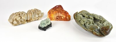 Lot 1624 - A Chinese carved soapstone pebble sculpture,...