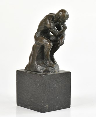 Lot 1231 - AFTER AUGUSTE RODIN; a bronze figure, ‘The...