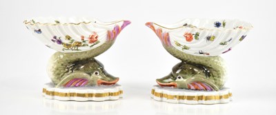 Lot 1870 - KPM; a pair of hard paste porcelain salt...