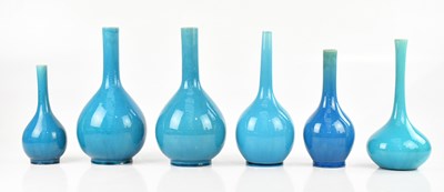 Lot 1643 - Four Chinese turquoise glazed bottle vases,...