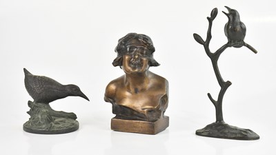 Lot 1233 - An Art Nouveau style bronze bust of a masked...