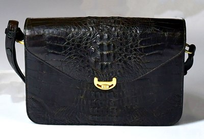 Lot 407 - A Finding black crocodile skin handbag, with...