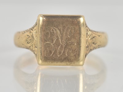Lot 1332 - A 9ct rose gold vintage signet ring, with...