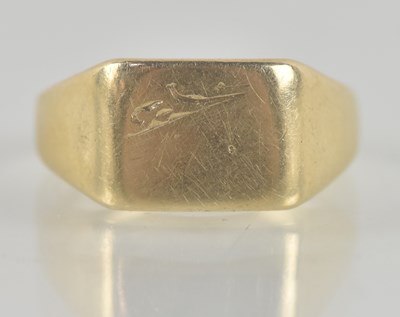 Lot 1336 - A 9ct yellow gold small signet ring, with...