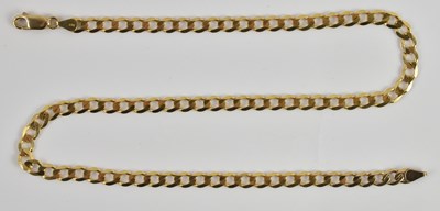 Lot 1375 - A 9ct yellow gold flat curb necklace, length...