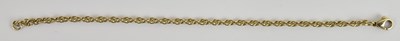 Lot 1462 - A 9ct yellow gold rope twist bracelet, with...