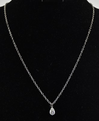 Lot 1411 - A 9ct white gold dainty link necklace, with...