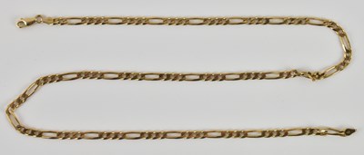 Lot 1371 - A 9ct yellow gold figaro link necklace, length...