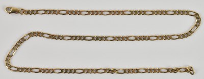 Lot 1388 - A 9ct yellow gold figaro link necklace, with...