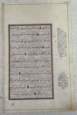 Lot 121 - A double sided single page from the Quran,...