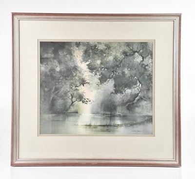 Lot 508 - GORDON DALE; watercolour, river landscape,...