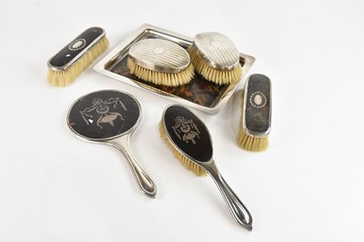 Lot 423 - A matched hallmarked silver and tortoiseshell...