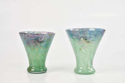 Lot 1434 - MONART; two contemporary art glass vases of...