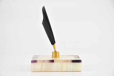 Lot 1116 - A vintage marble and Blue John fountain pen...