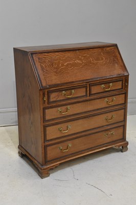 Lot 93 - An 18th century oak bureau with fitted...