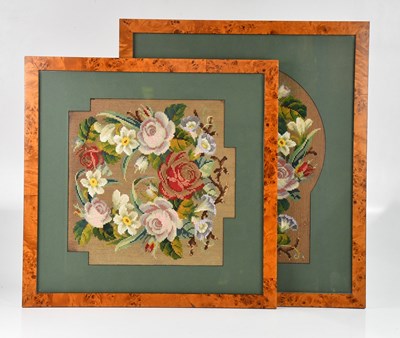 Lot 1228 - Two 19th century needlework tapestry panels...