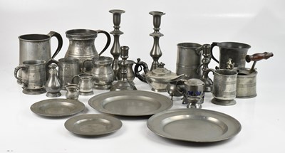 Lot 1216 - A collection of 19th century and later pewter...