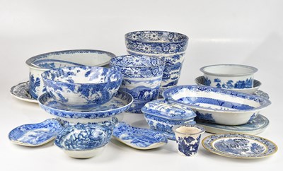 Lot 1028 - A collection of 19th century and later blue...
