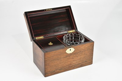 Lot 279 - A 19th century rosewood tea caddy with silver...