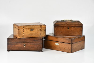Lot 276 - A George III inlaid mahogany tea caddy, with...