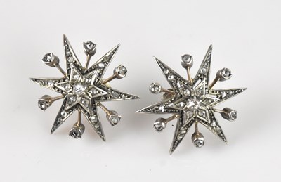 Lot 1374 - A pair of Victorian white metal diamond set...